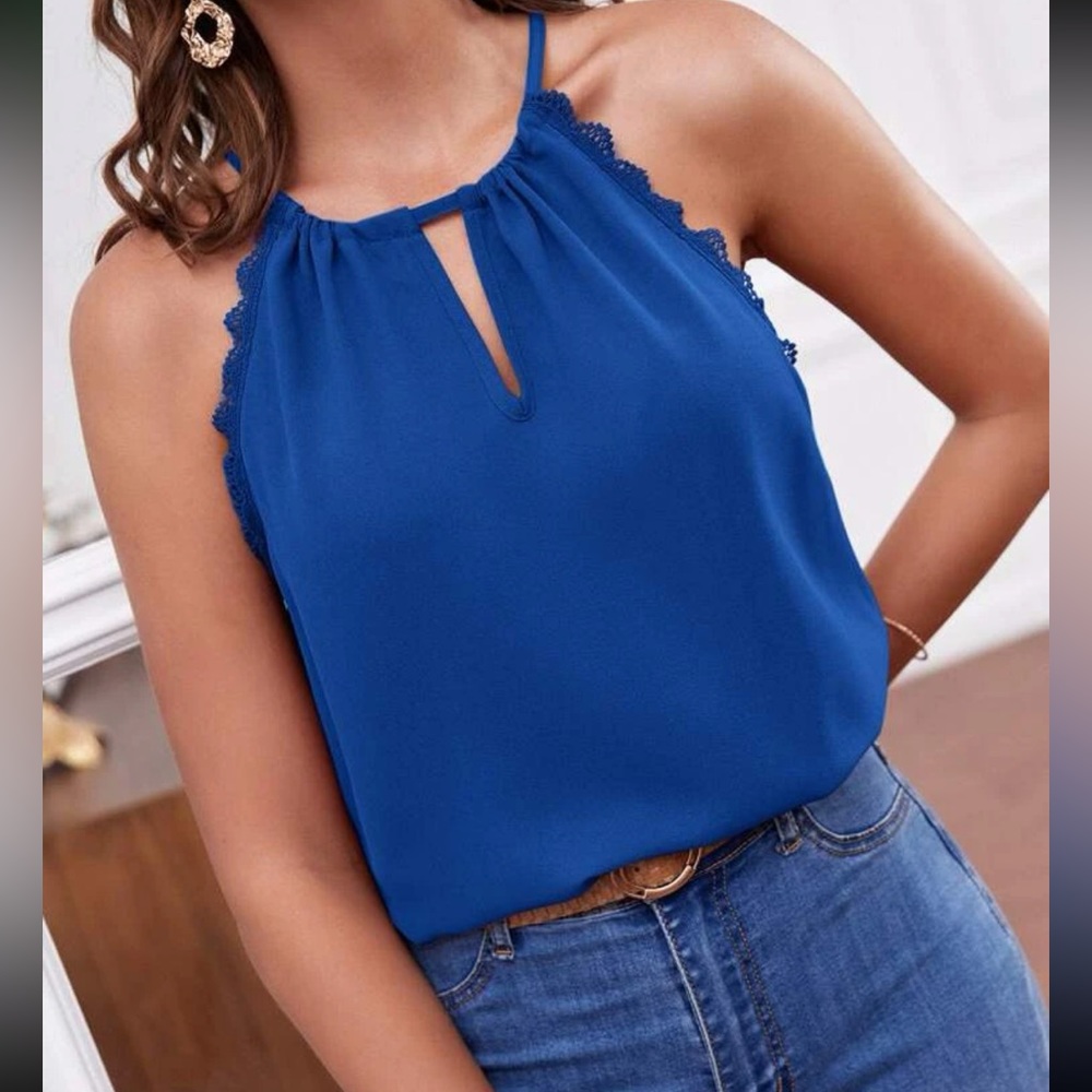 Boho scallop hem halter top